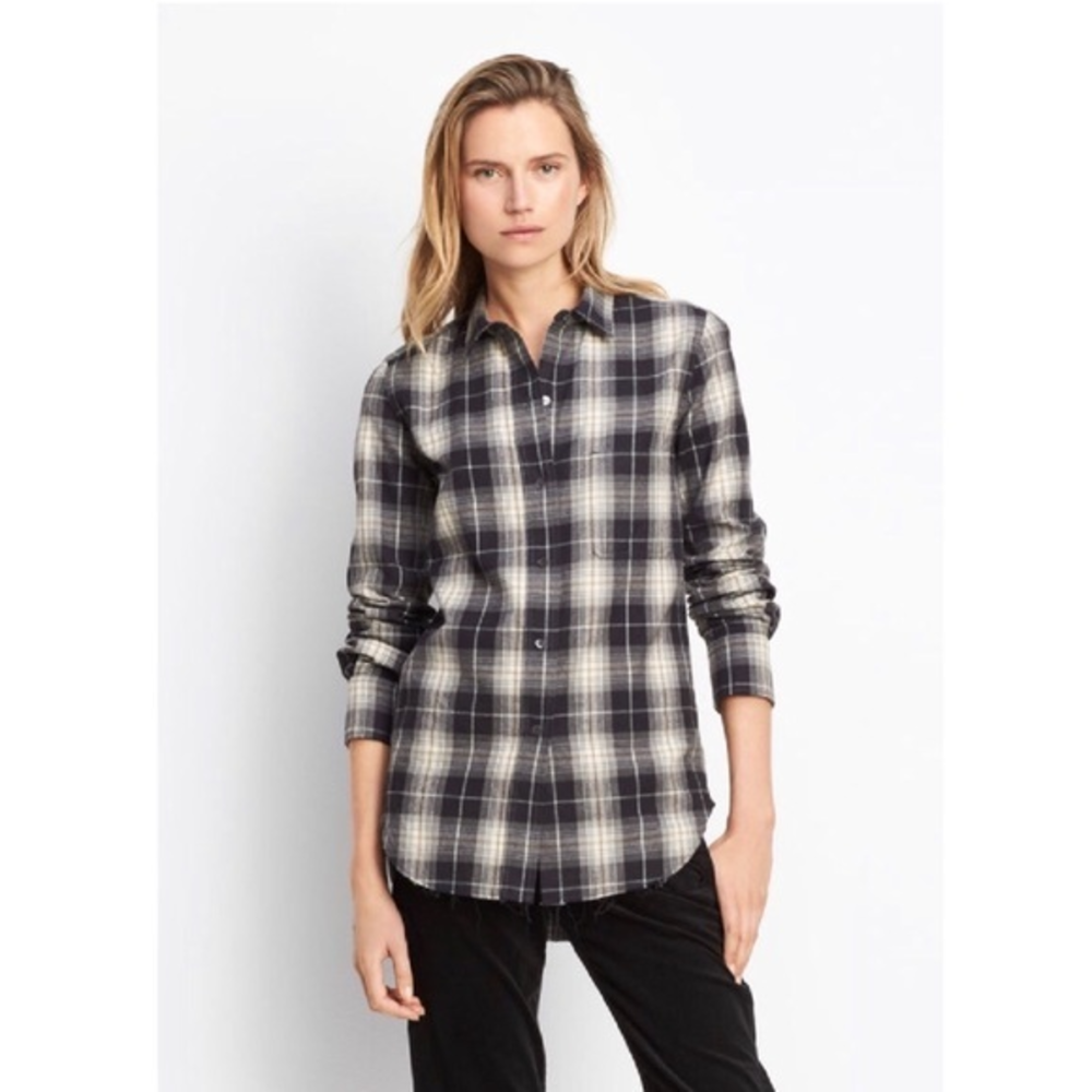 Vince Plaid-Button Down Blouse Small - Picture 1 of 4